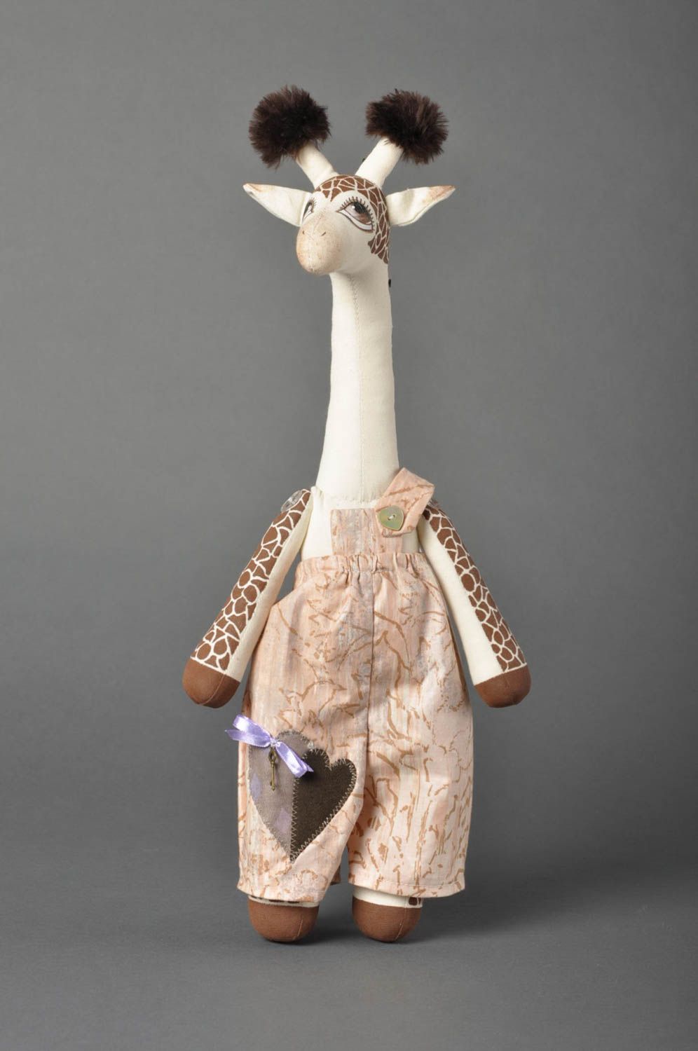 Jouet fait main Peluche en tissu de coton Girafe avec peinture Cadeau original photo 1