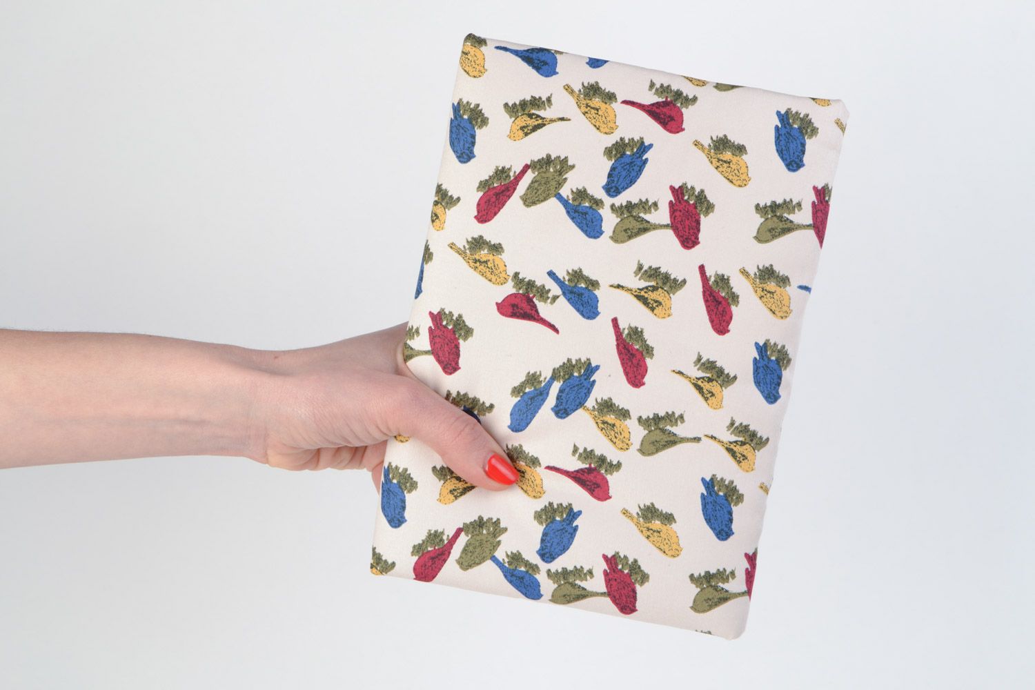Handmade designer notepad with soft cover and with print Colorful Birds gift for girls photo 2