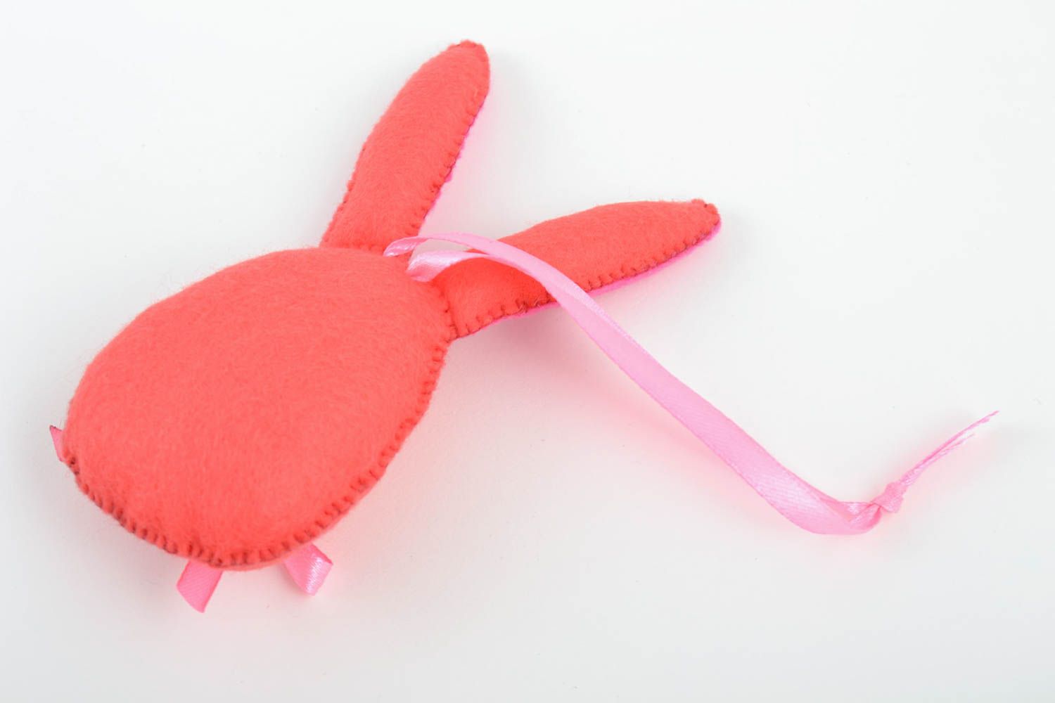 Beautiful handmade fabric soft interior hanging toy rabbit with ribbon photo 4
