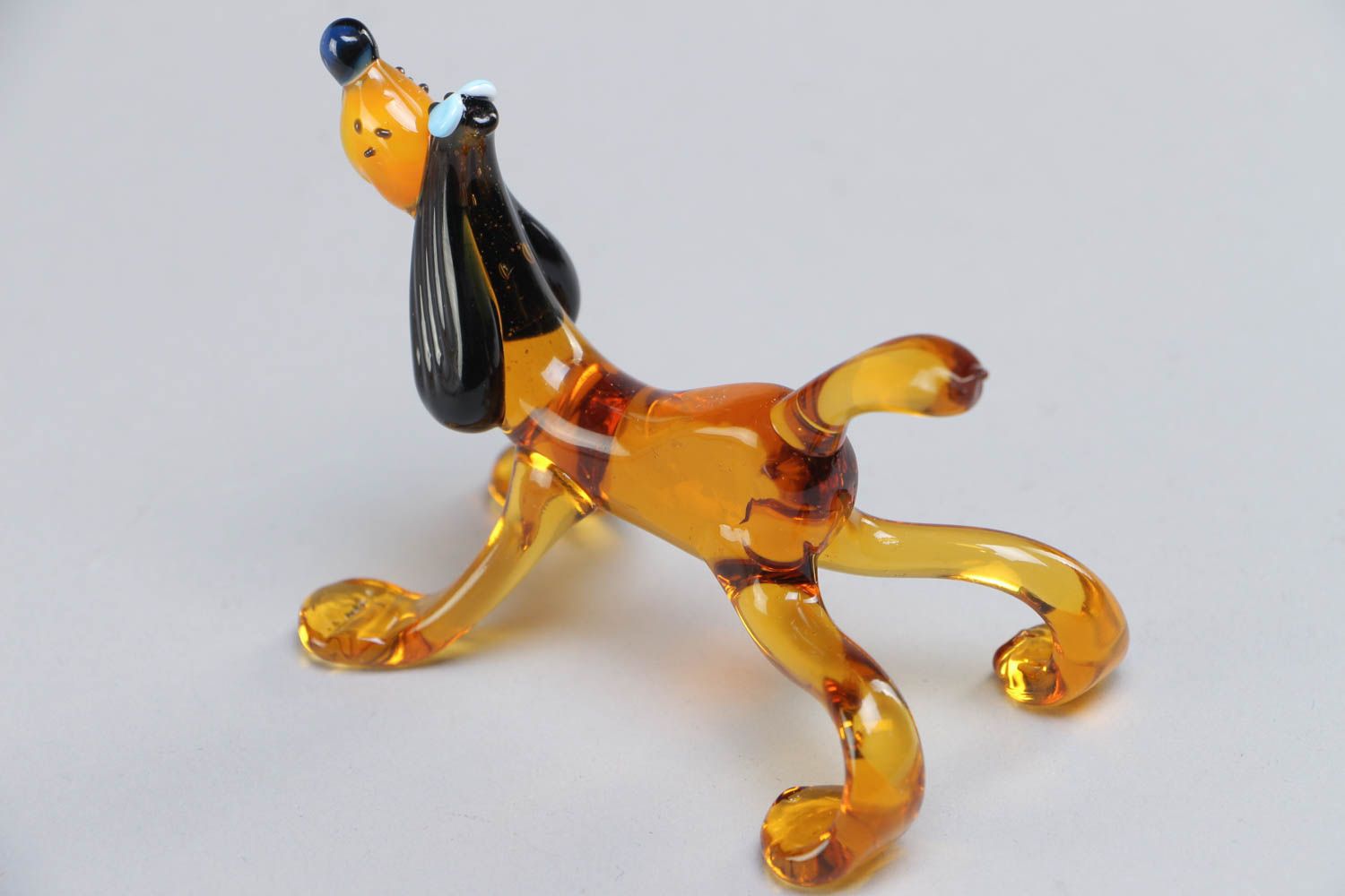 Deko Figurine aus Glas Lampwork Hund in Gelb schön interessant klein Handarbeit foto 4