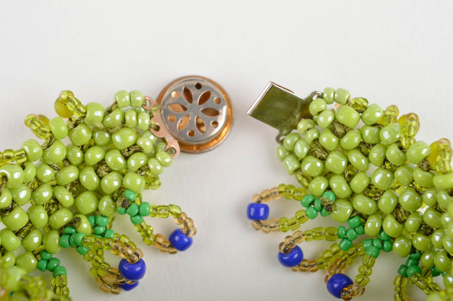 Bracelet perles de rocaille Bijou fait main large vert Cadeau pour femme photo 4