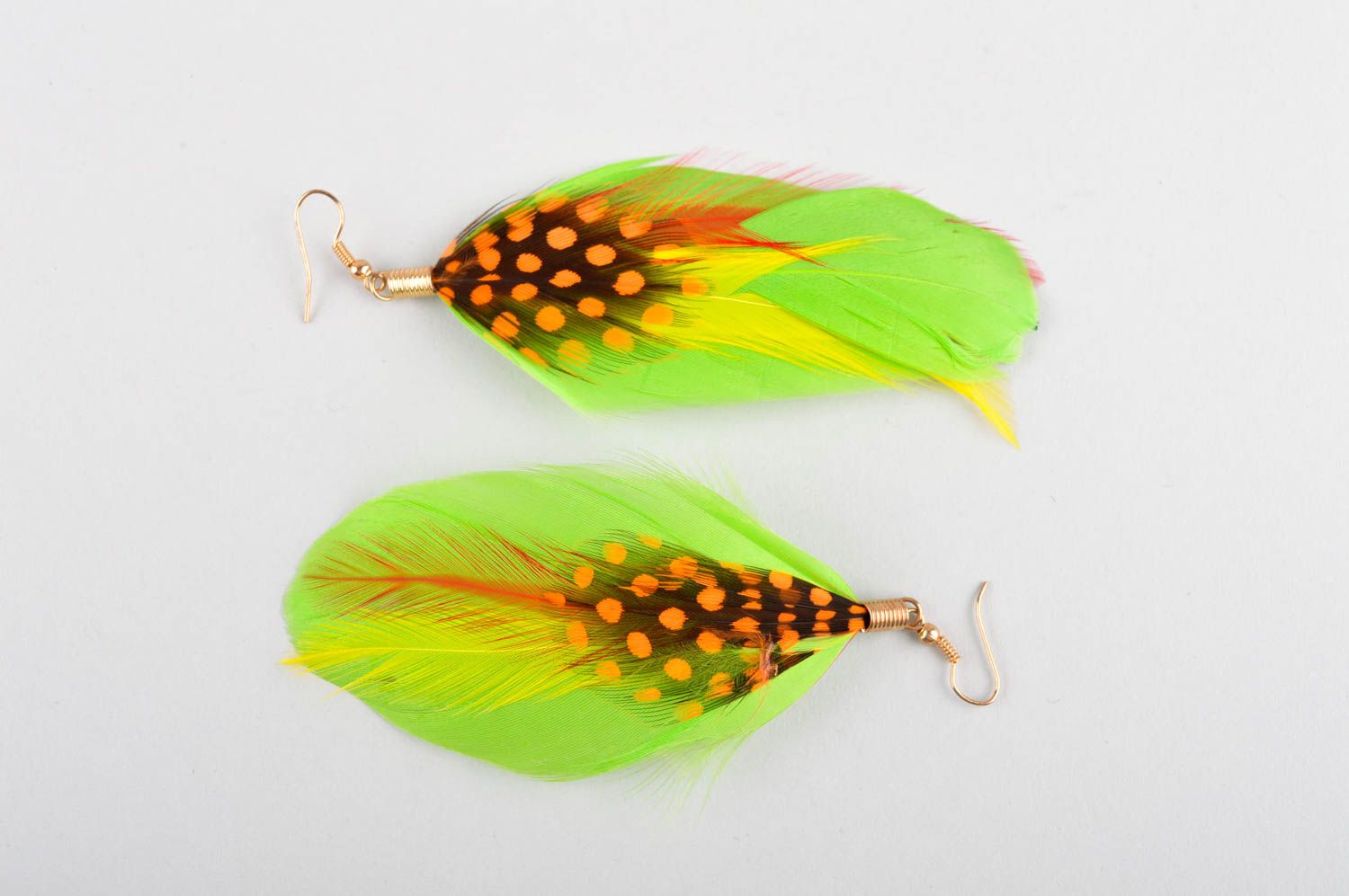 Feather earrings with charms designer accessories feather jewelry summer jewelry photo 5
