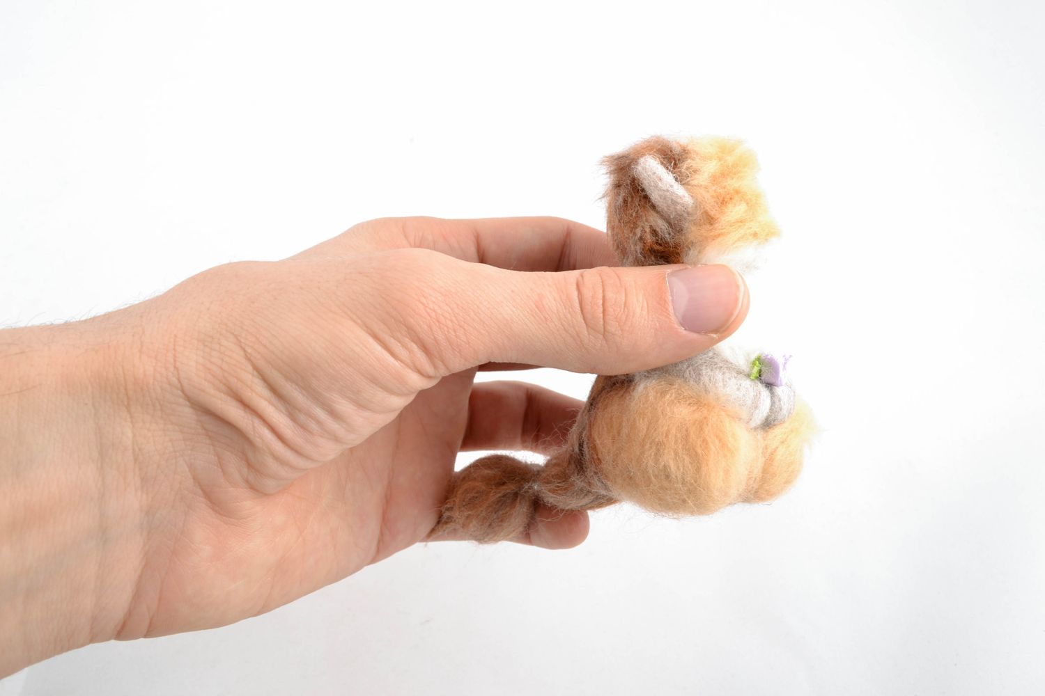 Peluche feutrée faite main en laine de mérinos australien Chat roux photo 2