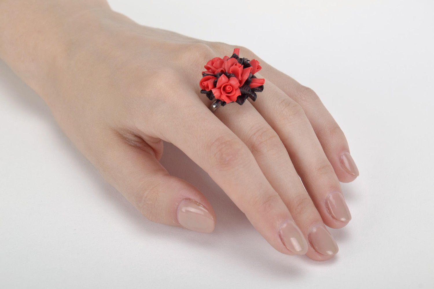 Handgemachter Ring aus Polymerton Blumen foto 5