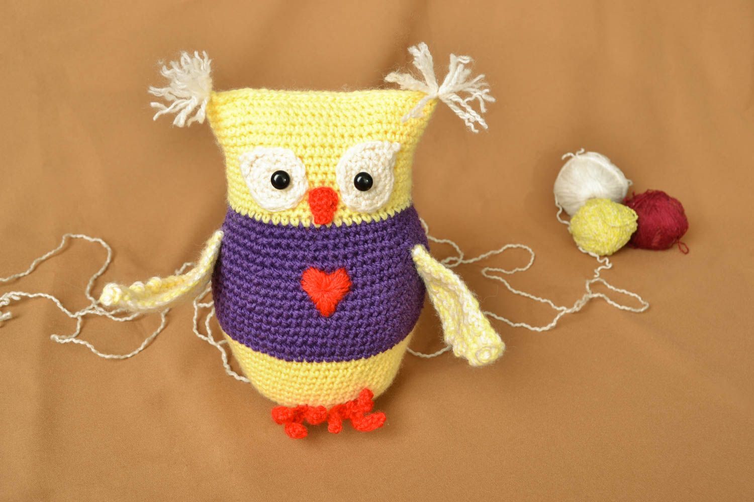 Civetta a maglia fatta a mano pupazzo morbido da bambini giocattolo a uncinetto foto 5