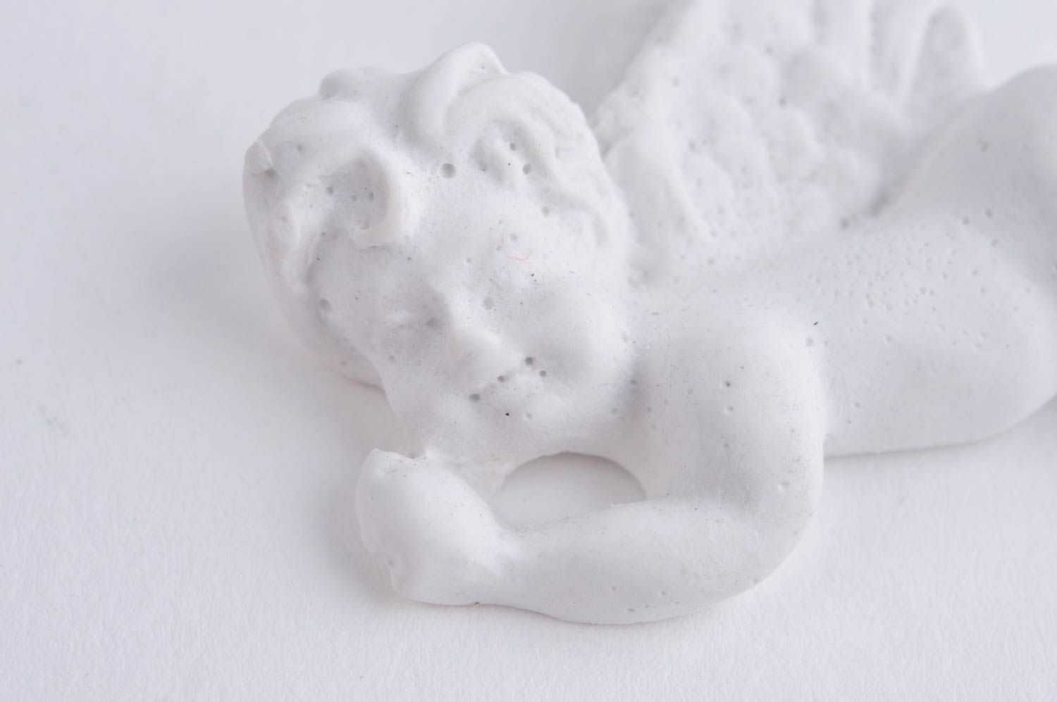 Handmade gypsum statuette stylish blank for creativity white angel decor photo 5