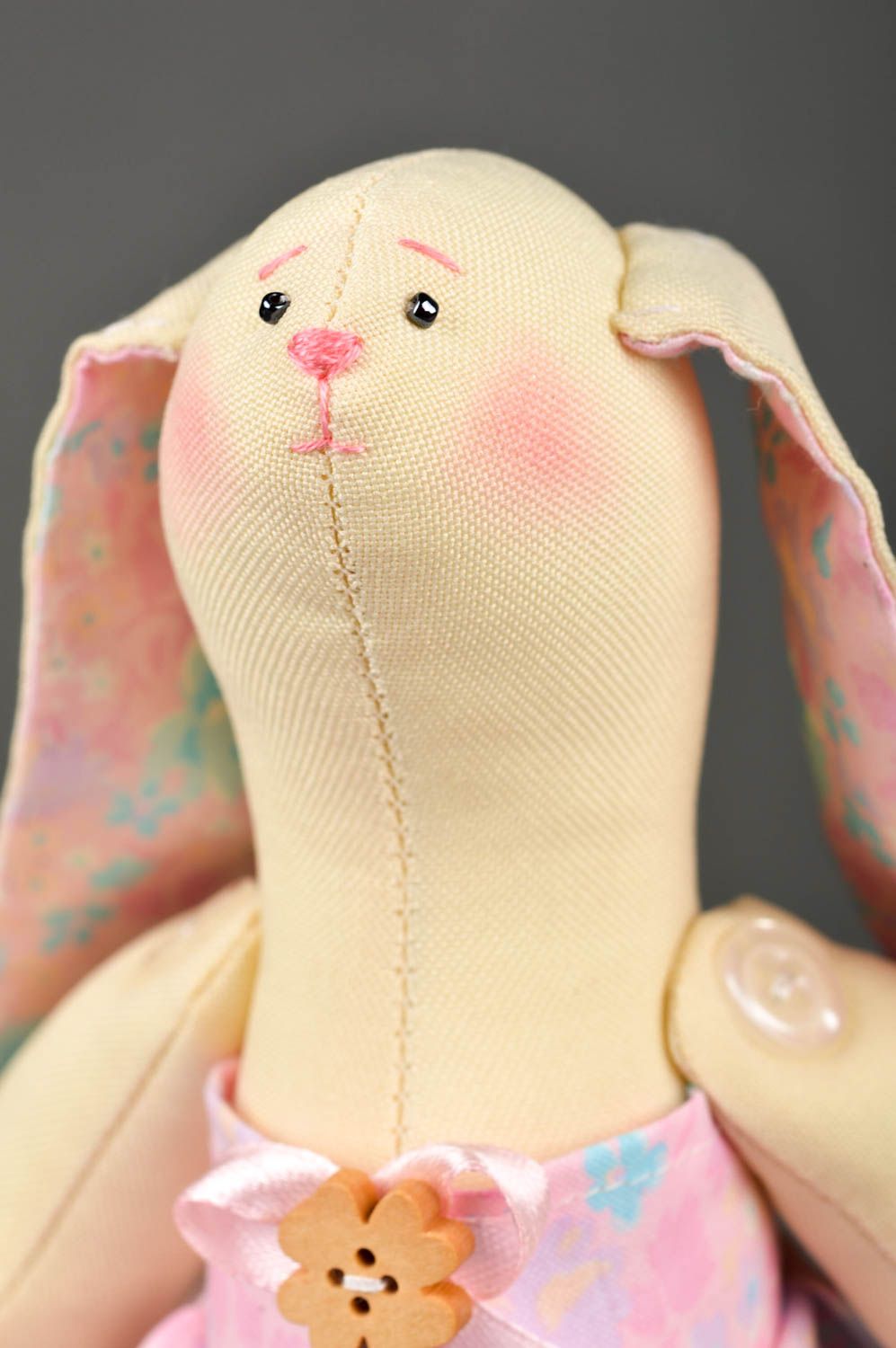 Игрушка заяц ручной работы авторская игрушка стильный подарок из ткани фото 4