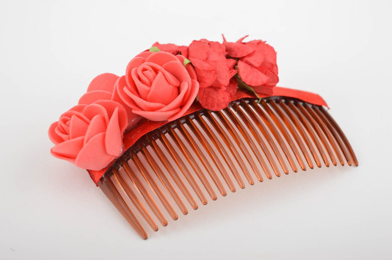 Аксессуар для волос хэнд мэйд гребень для волос с розами красивая бижутерия фото 3