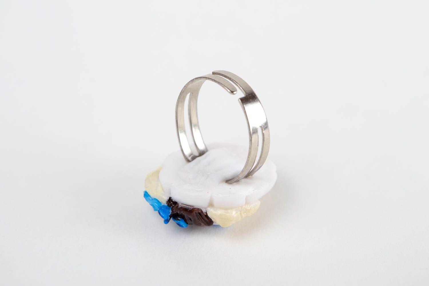 Кольцо ручной работы украшение из полимерной глины кольцо для девушек овечка фото 5