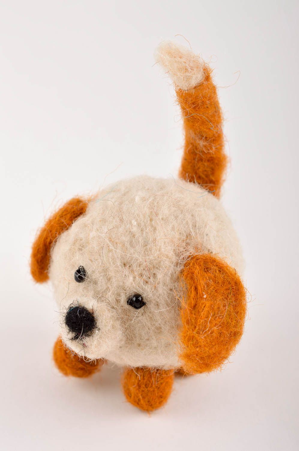Hund Kuscheltier handmade rundes nettes Wolle Spielzeug Stoff Kuscheltier foto 2