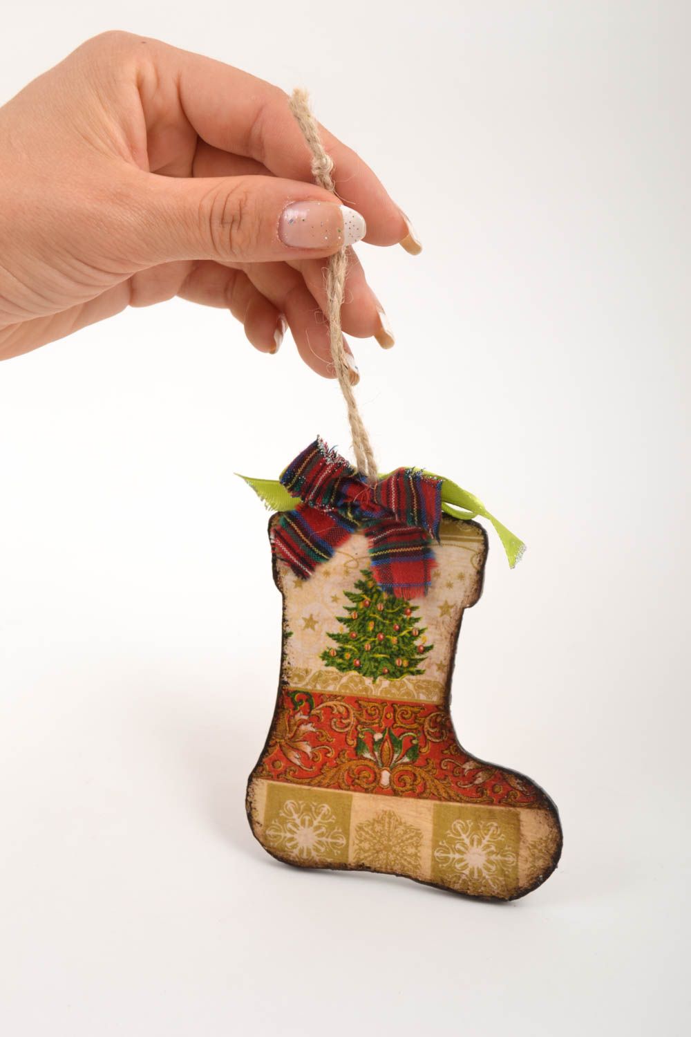 Colgante decorativo bota hecha a mano decoración navideña regalo original foto 5