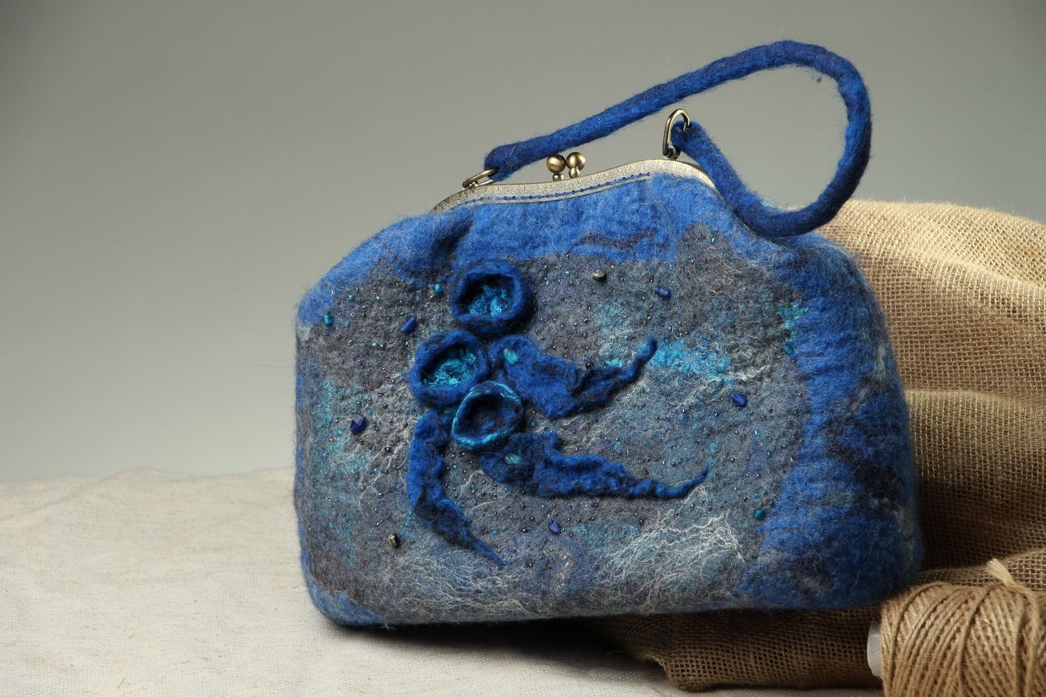 Bag made of felted wool Starry Night photo 5