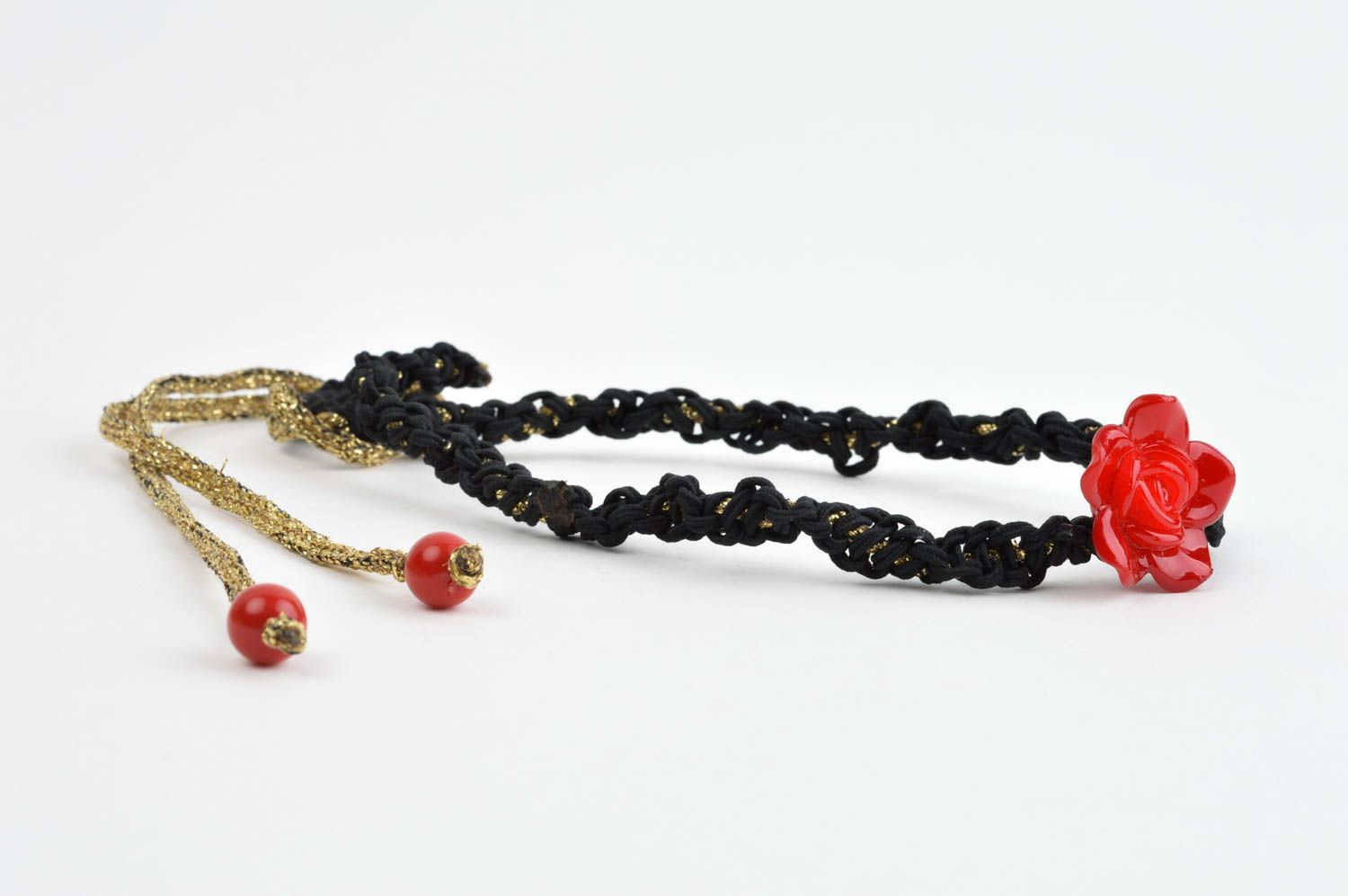 Handmade Rocailles Kette Frauen Accessoire Halskette für Frauen rote Rose schön foto 3