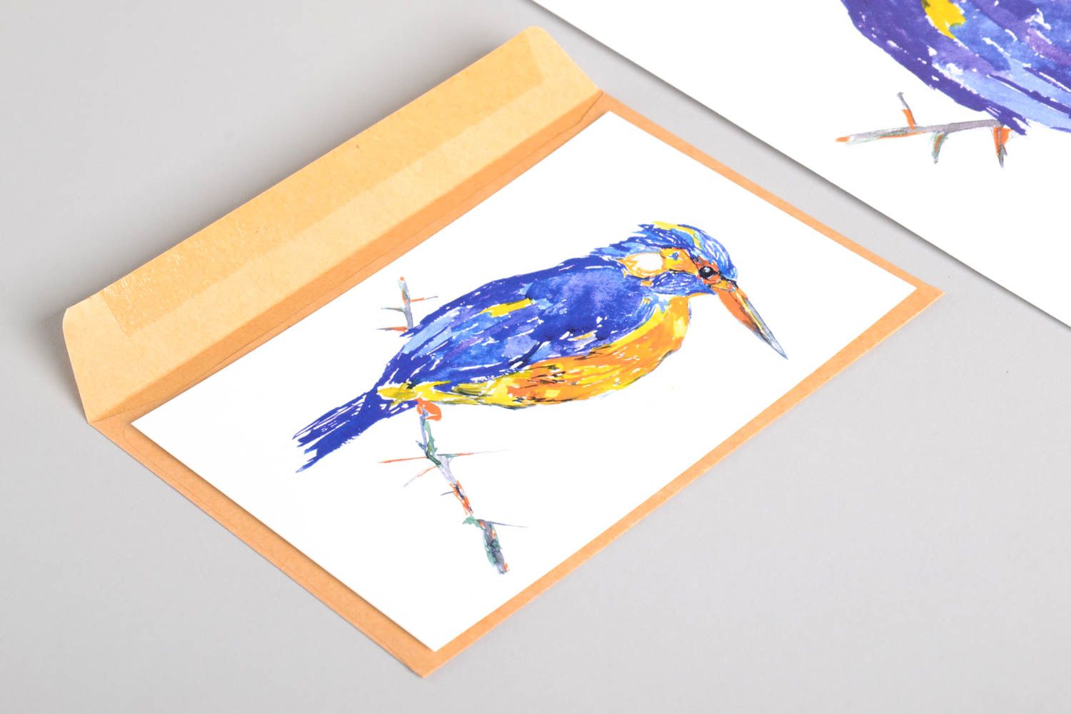 Handmade modernes Wandbild und Design Grusskarte Geschenk Idee mit Vogel schön foto 2