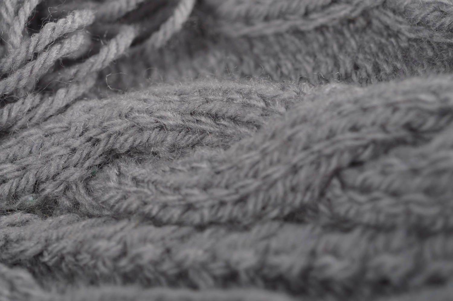 Bonnet tricot Chapeau au crochet fait main gris fils d'angora Vêtement enfant photo 4