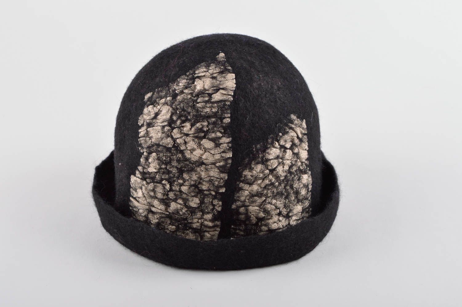 Головной убор ручной работы шляпа под пальто женская шляпа черная красивая фото 5