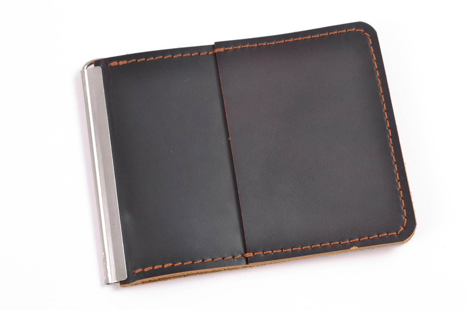 Leather money clip card holder with embossing photo 5