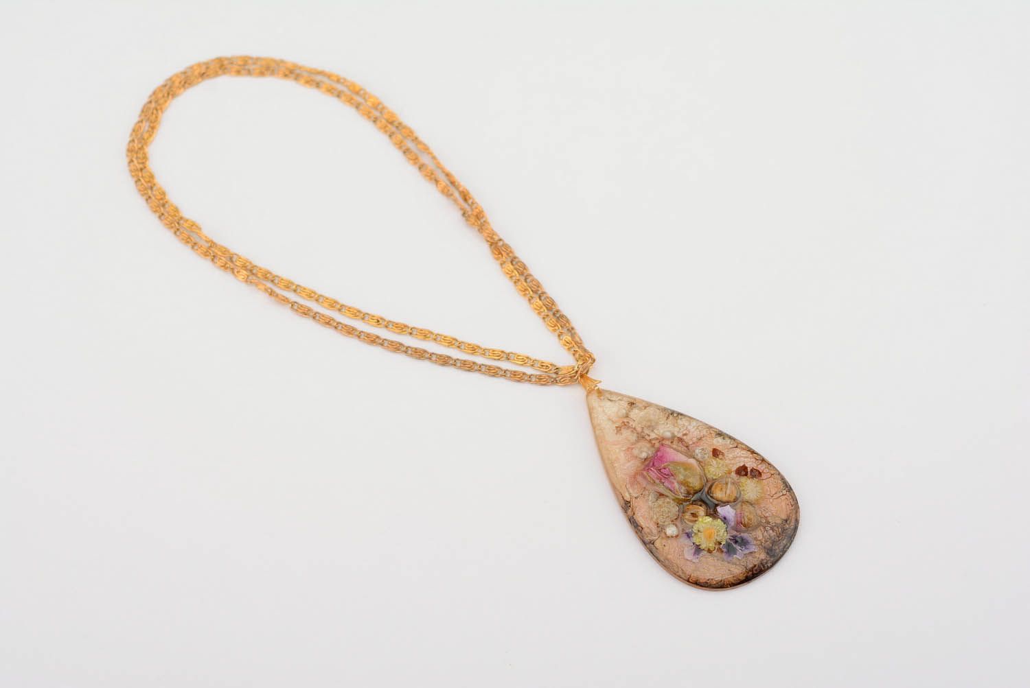 Pendentif fantaisie fait main Bijoux originaux chaîne fleurs Idée cadeau femme photo 5