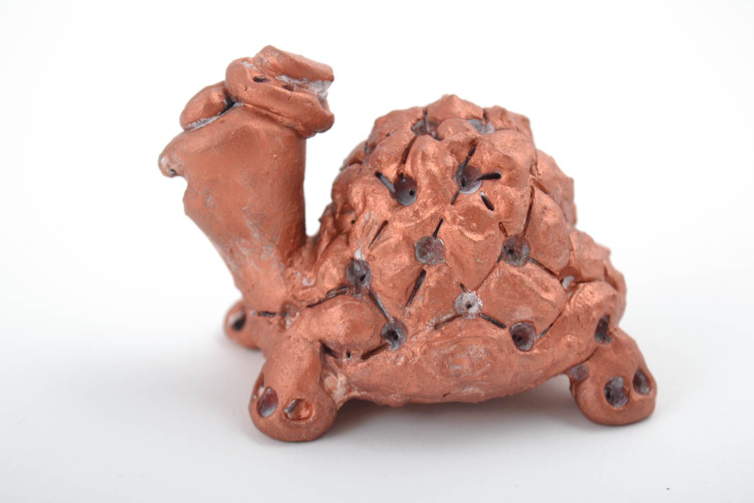Handmade Dekofigur Schildkröte Figur aus Ton Geschenk Idee aus rotem Ton foto 2