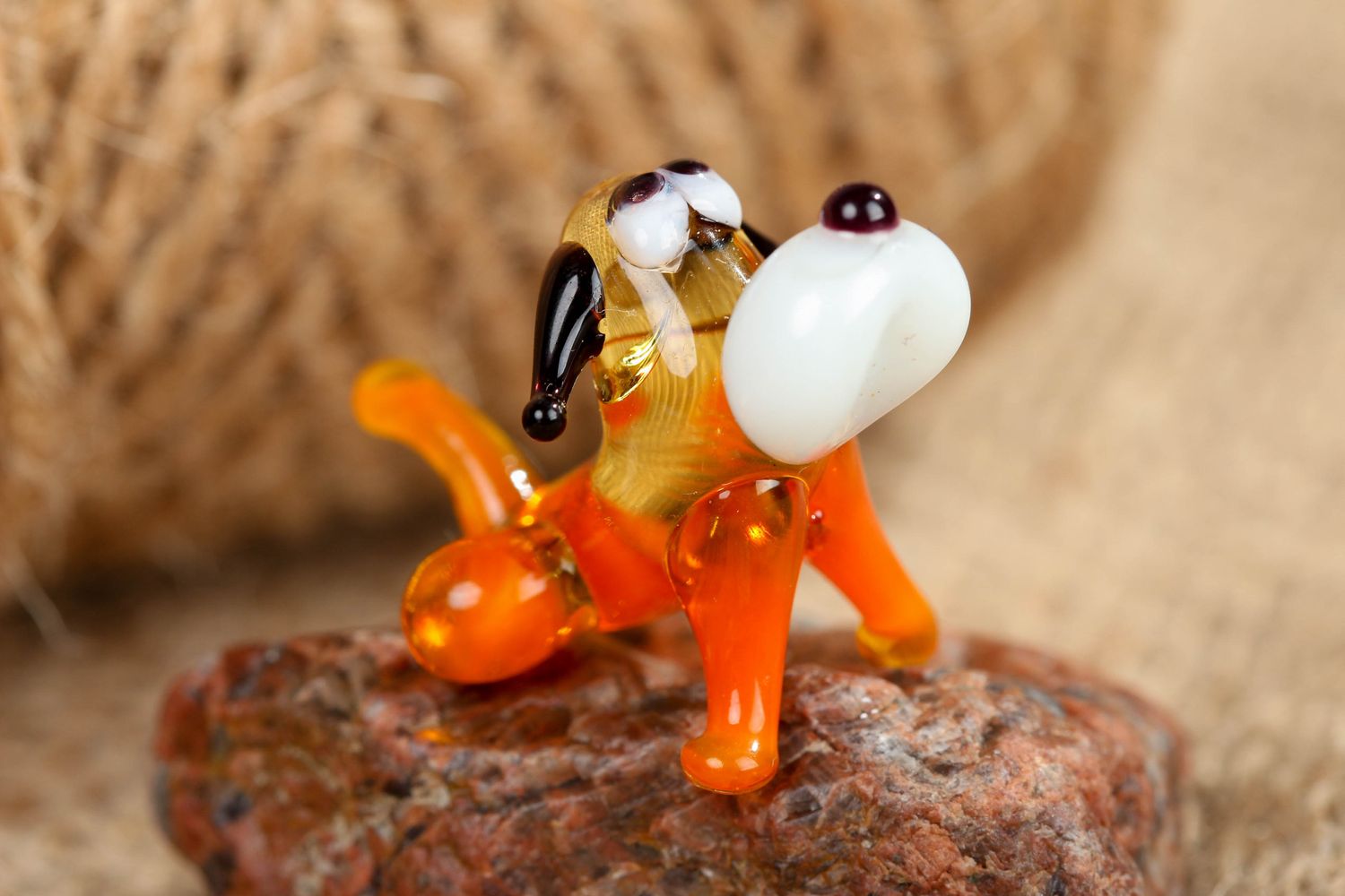 Handmade Lampwork Figurine Hund aus Glas Handarbeit foto 4