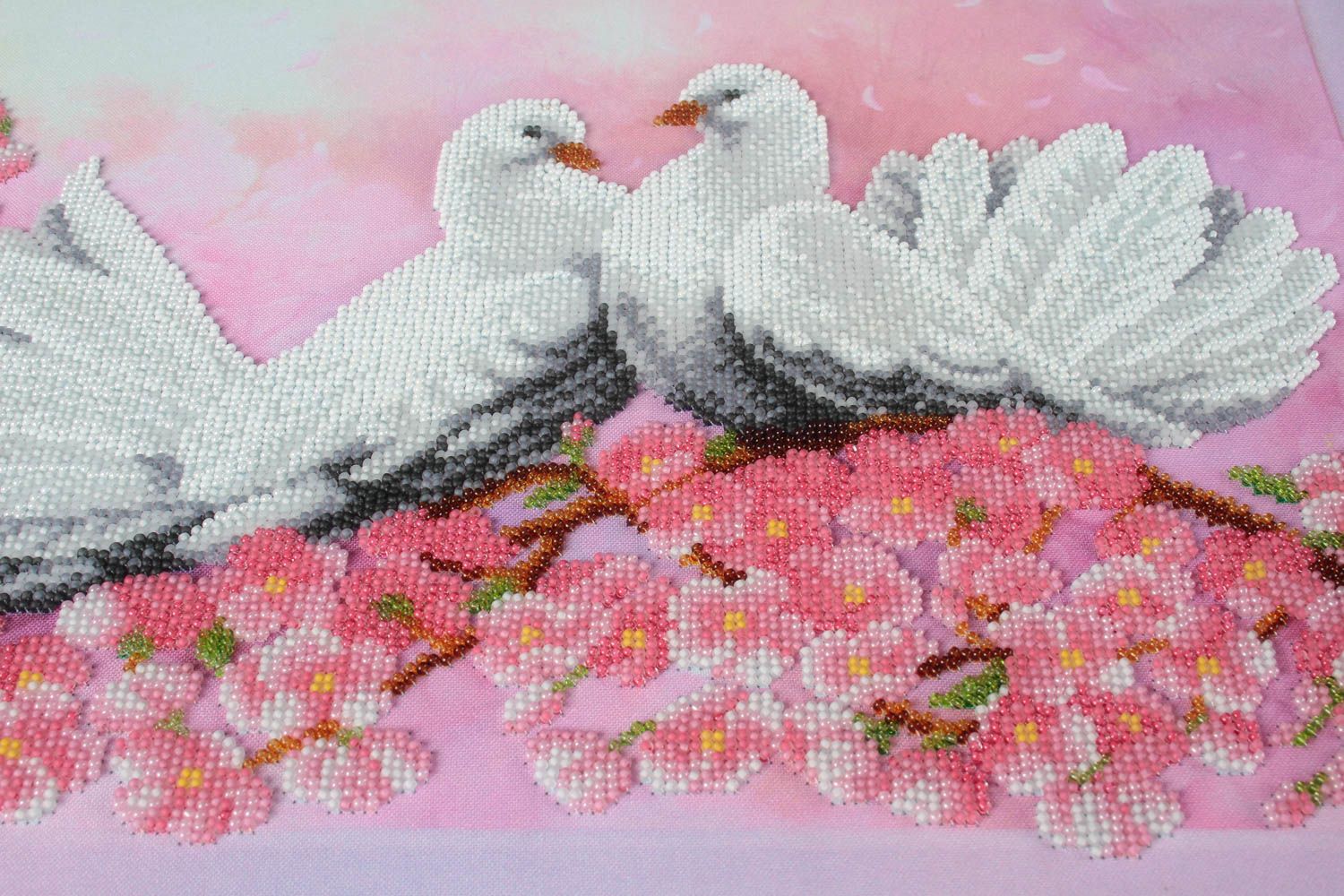 Pintura de pared hecha a mano regalo original cuadro moderno Pájaros blancos foto 4