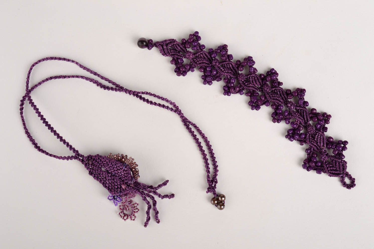 Stylish handmade jewelry set woven bracelet woven pendant fashion trends photo 2