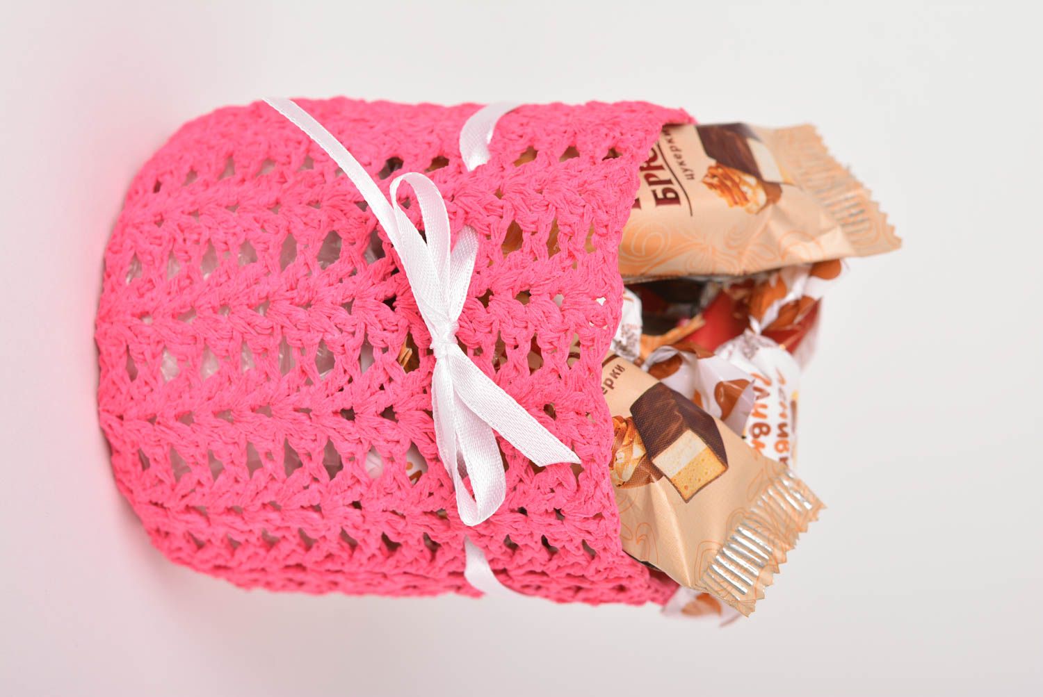 Handmade basket unusual basket for candies gift ideas crocheted basket photo 1