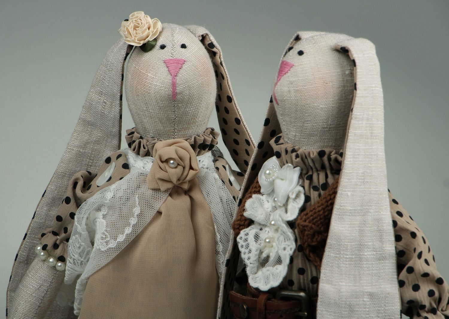 Pair of fabric toys Hares photo 3