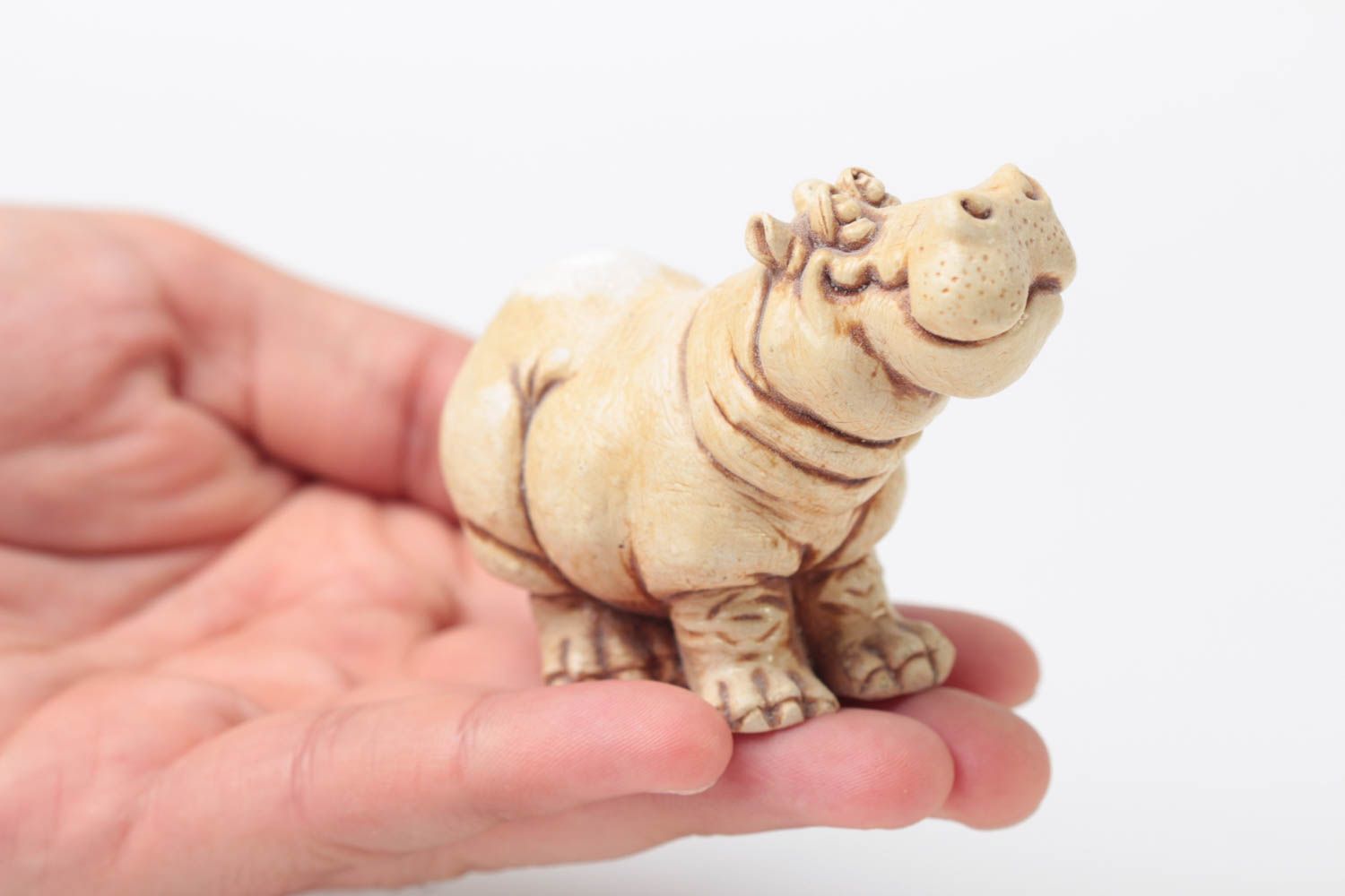 Figurine hippopotame Petite statuette fait main Déco intérieur design original photo 5