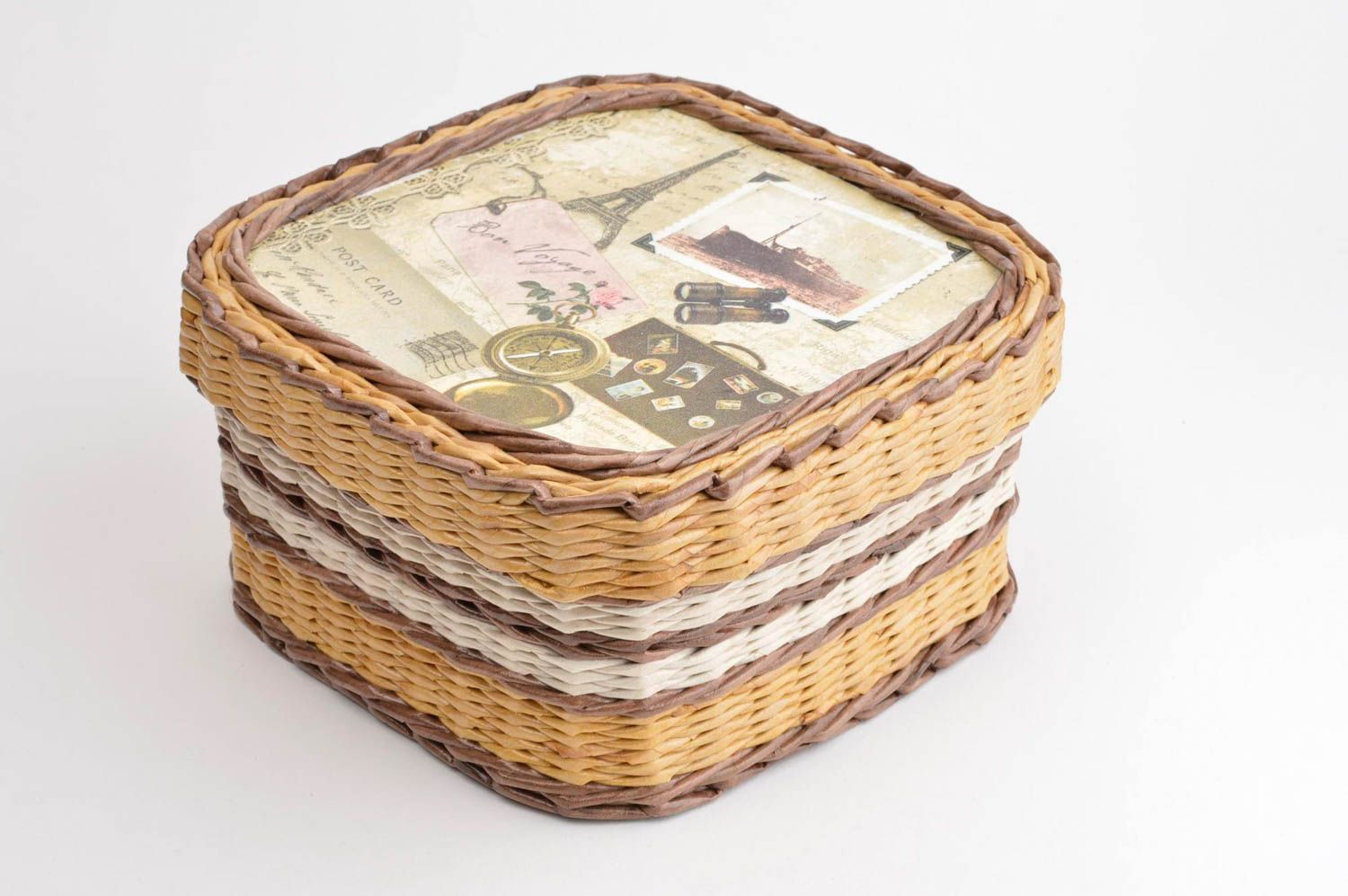 Handmade wicker basket unusual paper basket interior decor ideas handmade box photo 4