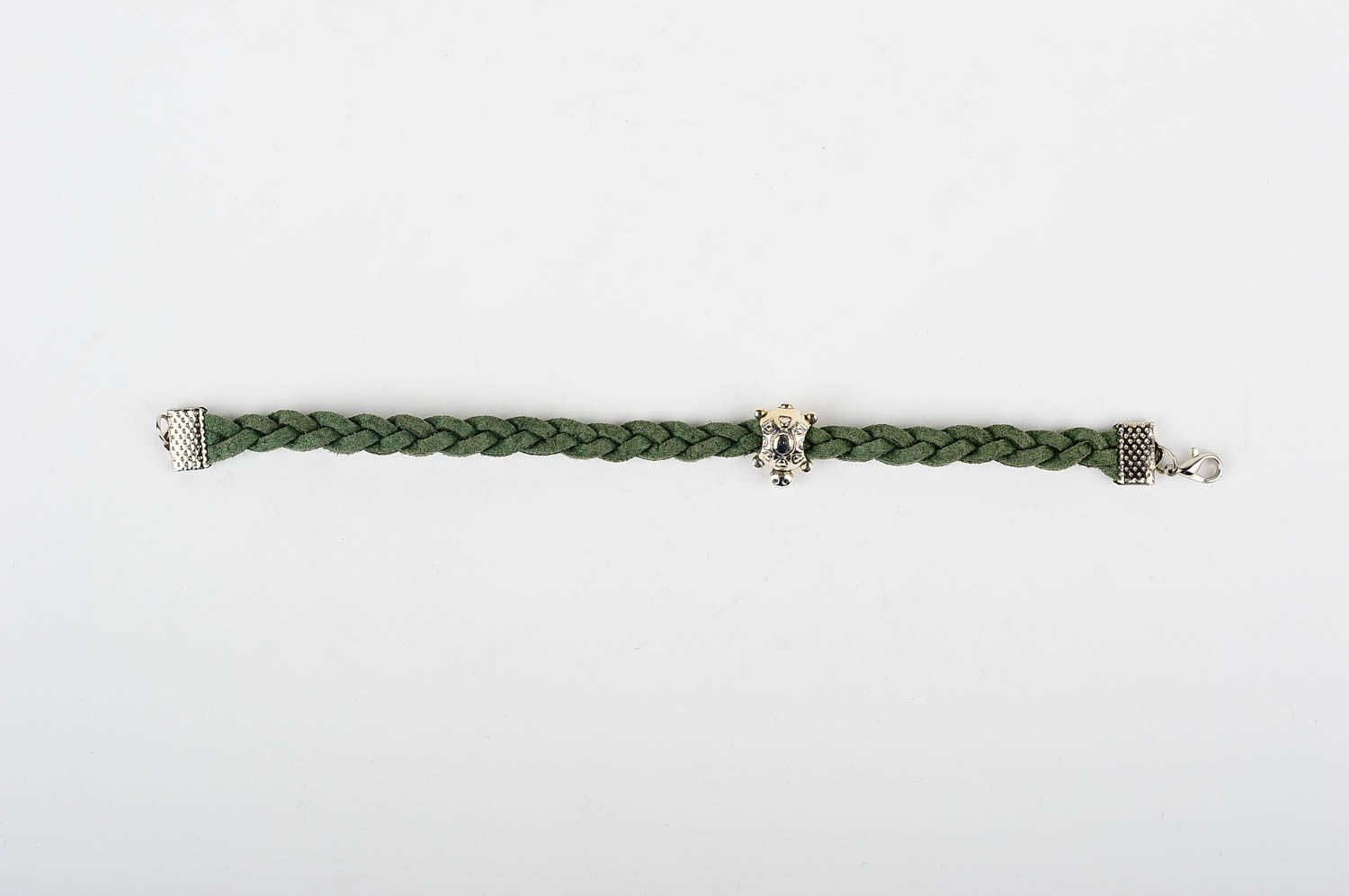 Замшевый браслет хэнд мэйд браслет на руку зеленый плетеный украшение из кожи фото 1