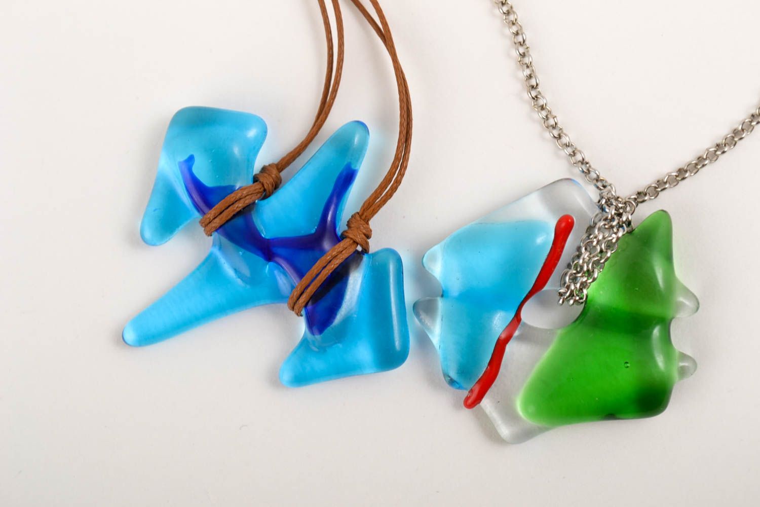 Set of 2 handmade glass pendants glass bijouterie handmade jewelry goft for lady photo 3