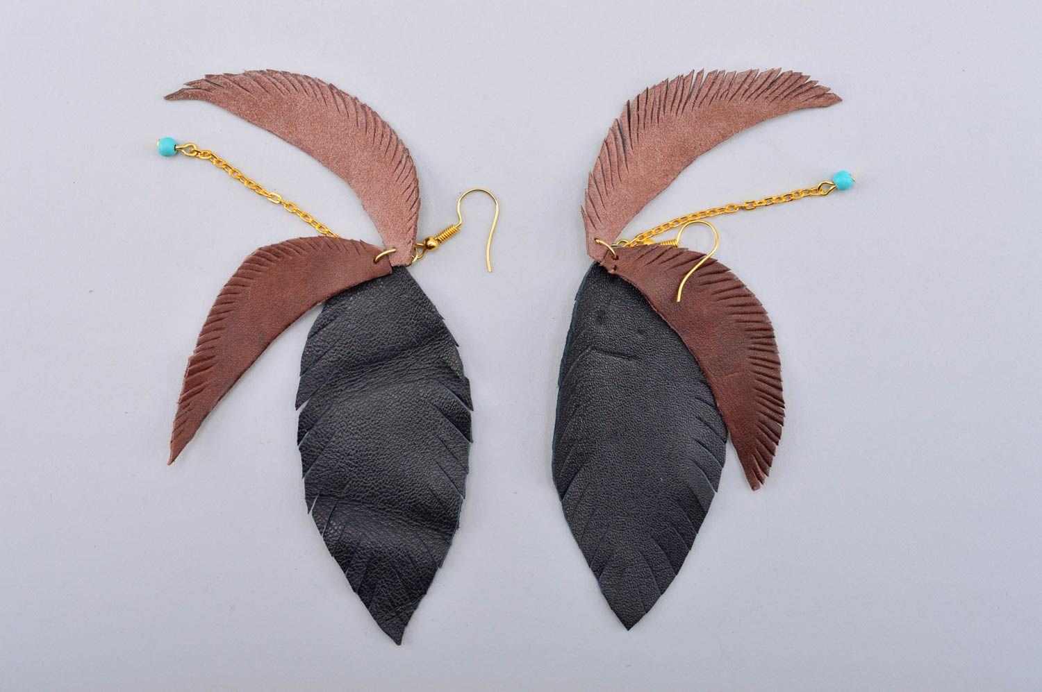 Blätter Ohrringe handgemachter Schmuck auffällige Ohrringe aus Leder für Damen foto 5