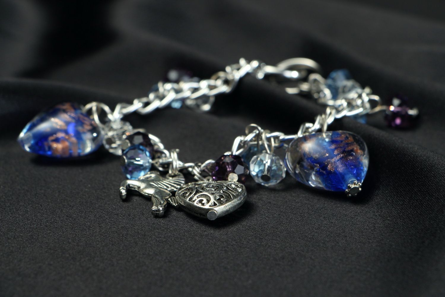 Bracelet with Blue Czech Beads photo 3