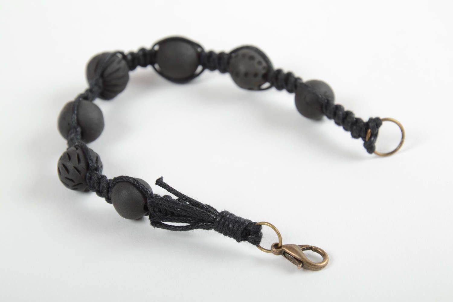 Beautiful handmade wax cord bracelet ceramic bead bracelet designer jewelry photo 4