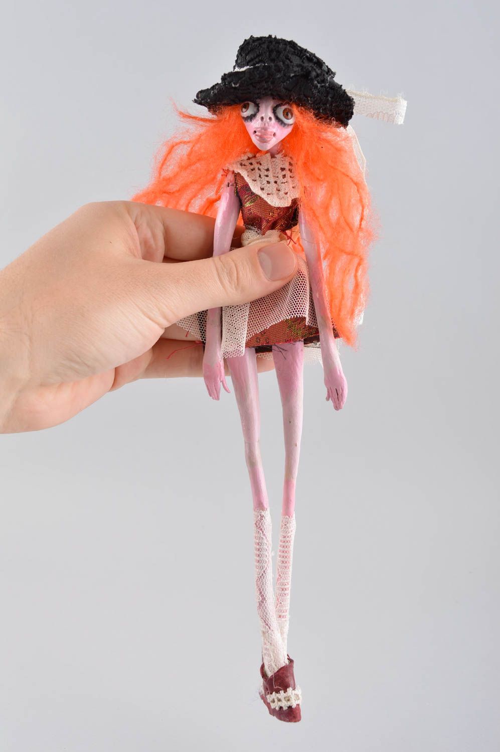 Авторская кукла игрушка ручной работы дизайнерская кукла зомби из глины фото 5