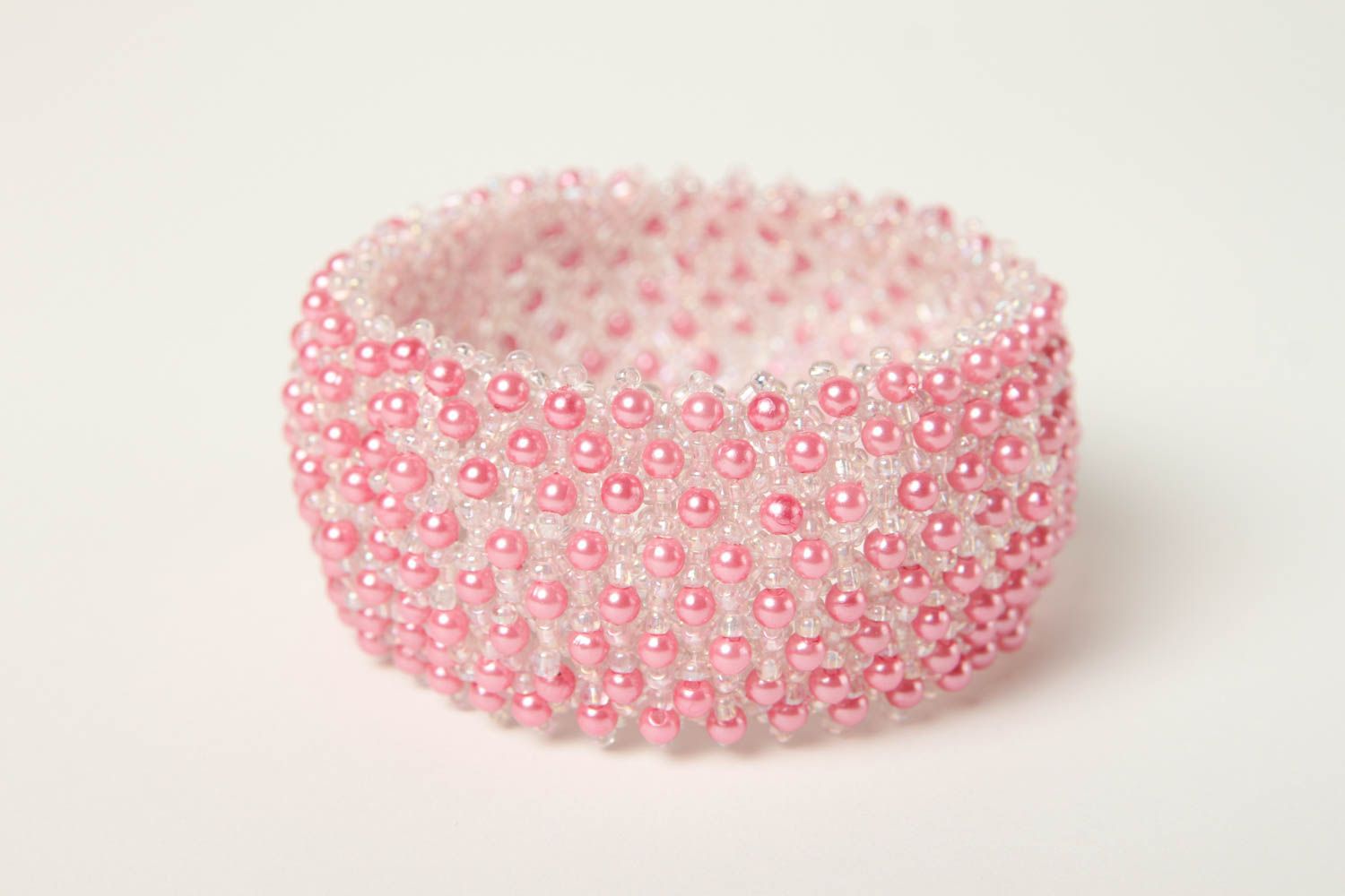 Розовый браслет из бисера хенд мейд модный браслет необычный модная бижутерия фото 3