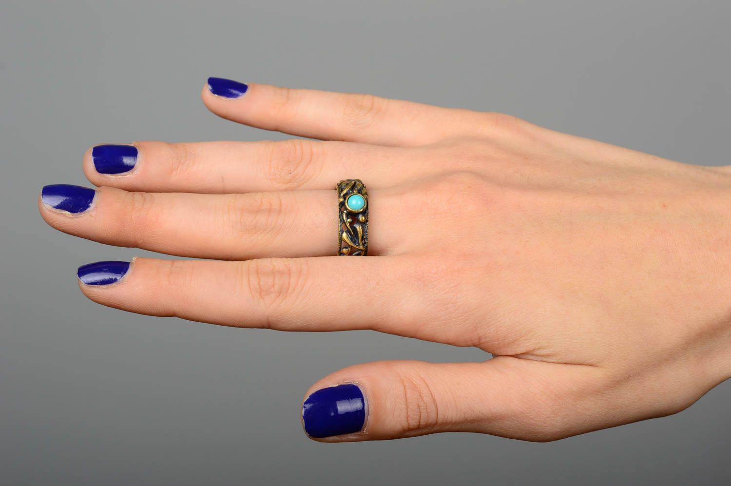 Кольцо ручной работы кольцо из бронзы с камнем бижутерия кольцо оригинальное фото 2