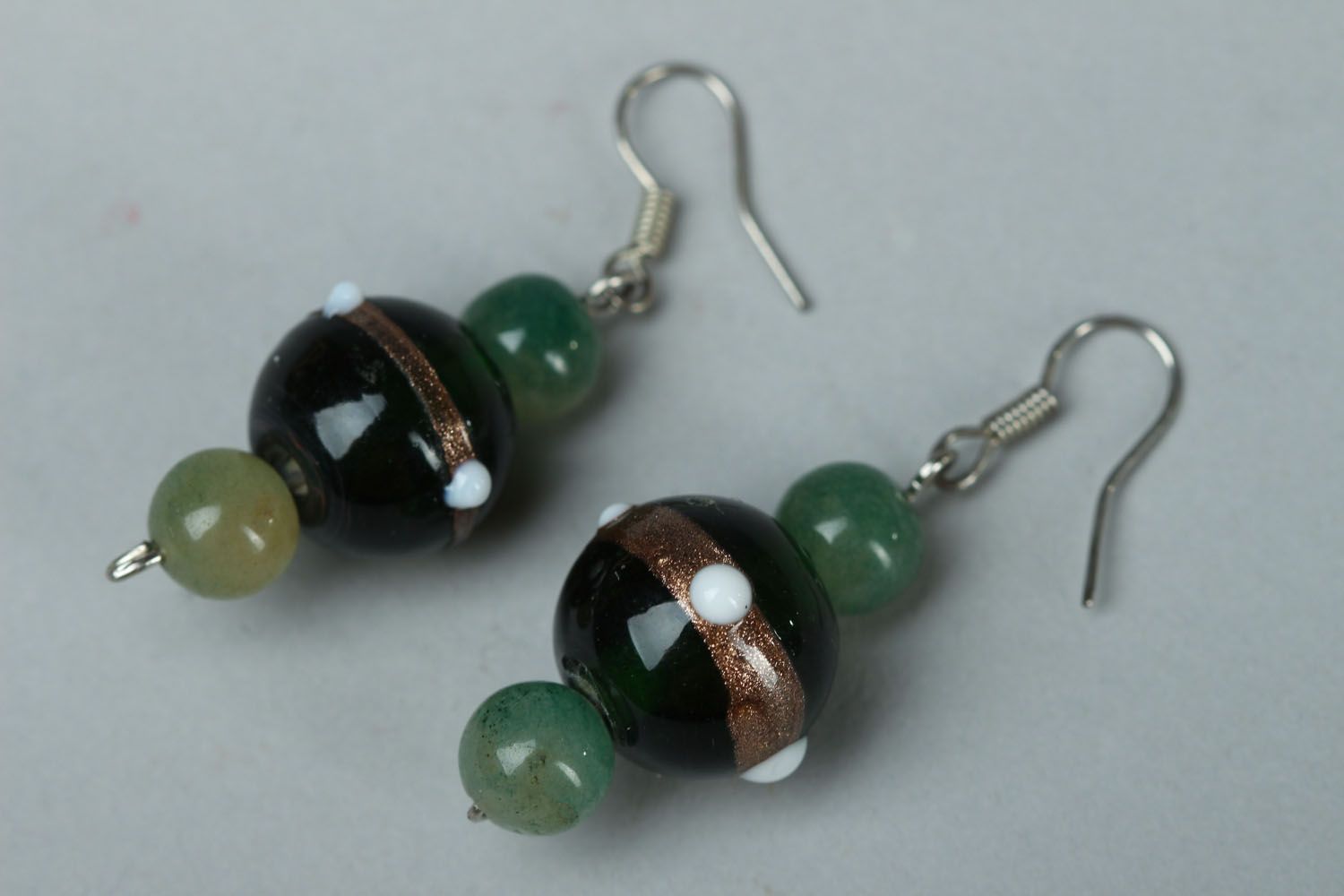 Earrings with jade and Czech glass photo 1