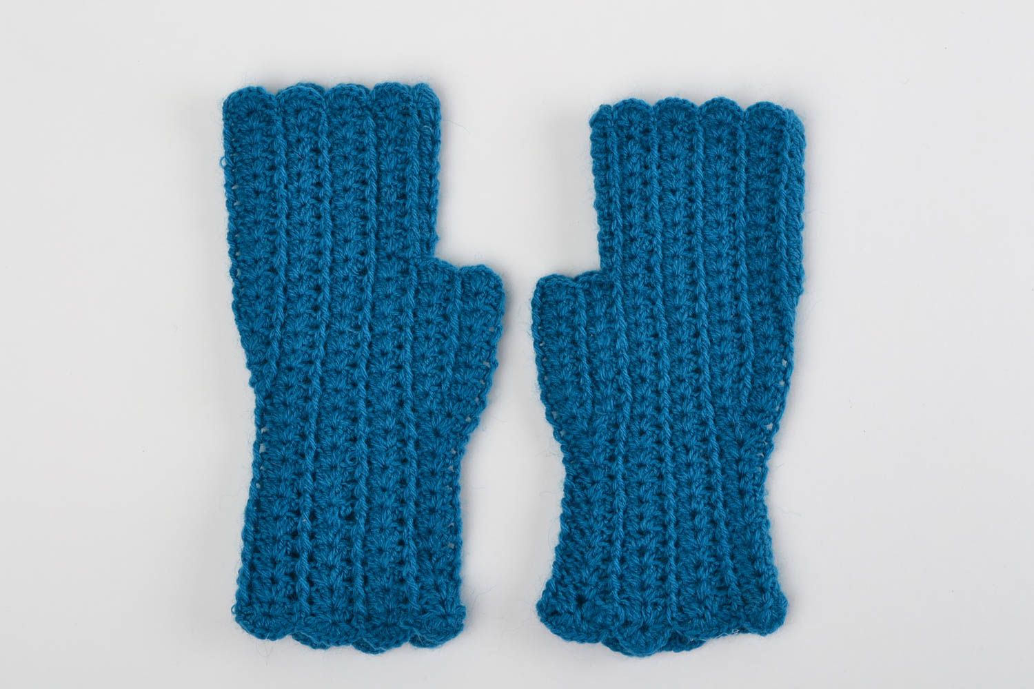 Female crocheted mittens handmade woolen winter accessories unique present photo 2