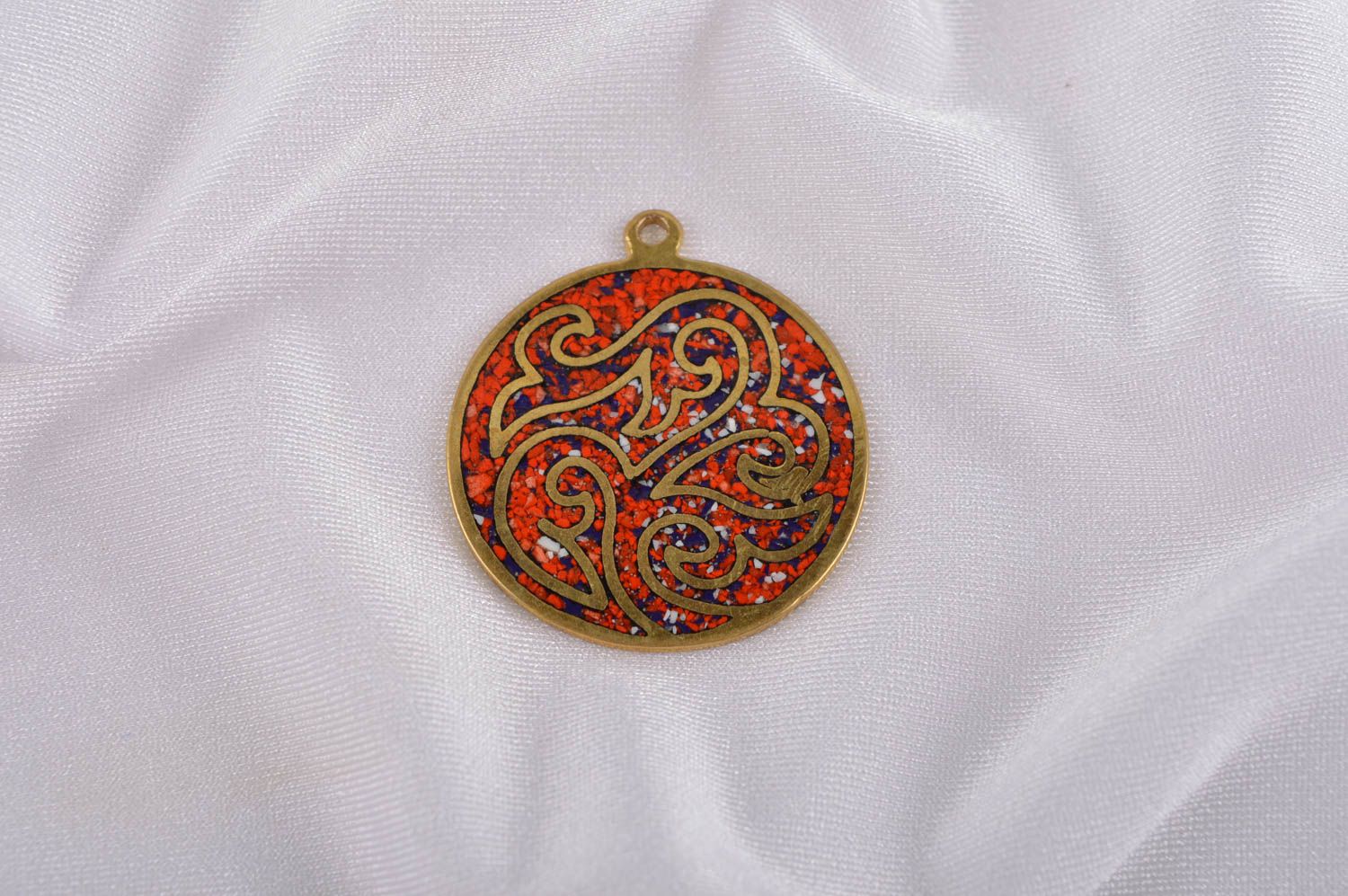 Fashion pendant with natural stones handmade brass pendant metal bijouterie photo 1