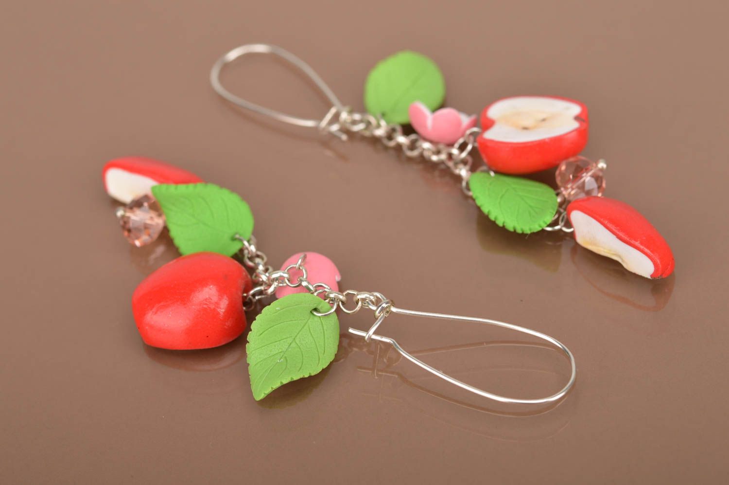 Homemade long polymer clay earrings unusual plastic earrings fashion accessories photo 3