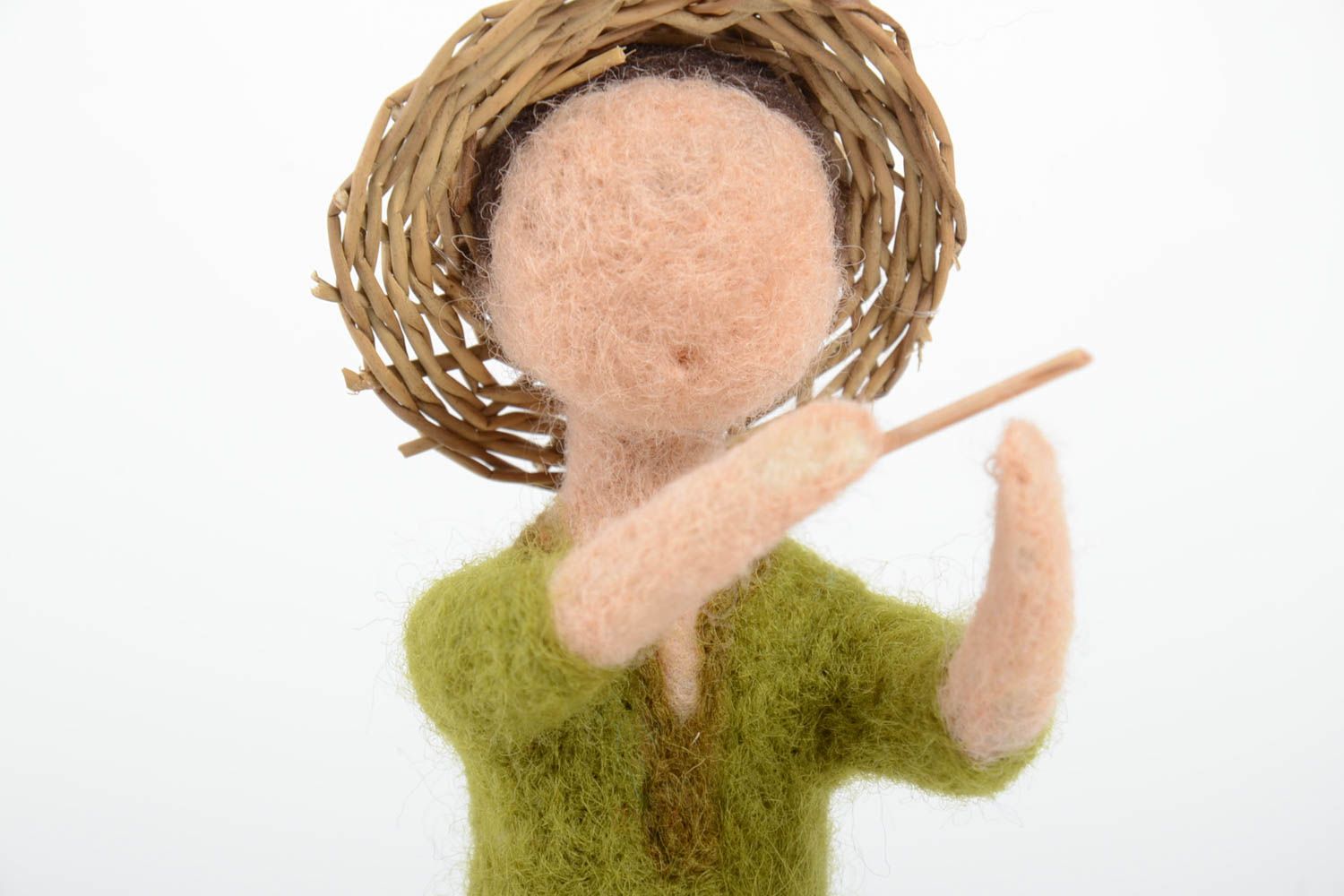 Jouet en laine fait main Poupée décorative Cadeau pour enfant Garçon avec flûte photo 3