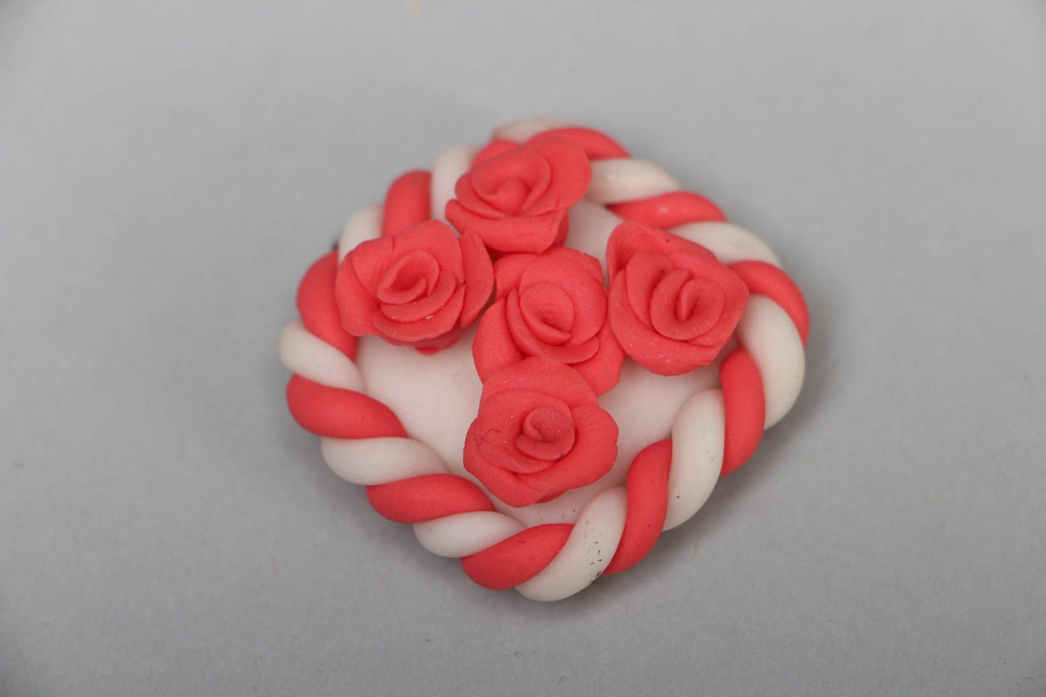 Polymer clay pendant Coral Roses photo 1