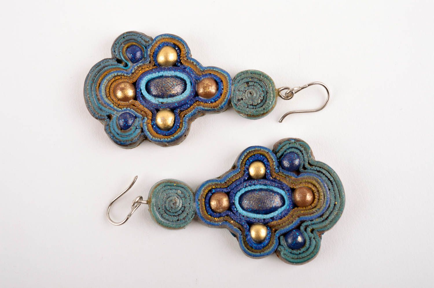 Handmade blaue Modeschmuck Ohrringe Polymer Schmuck Accessoire für Frauen foto 4