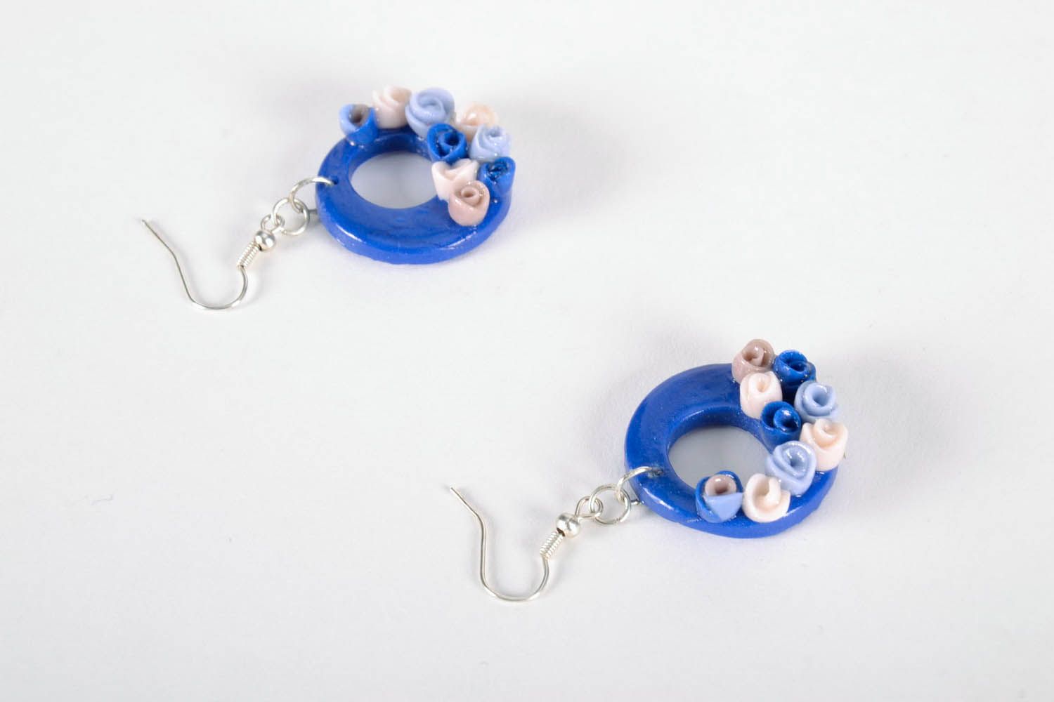 Earrings with Flowers Made of Polymer Clay photo 2
