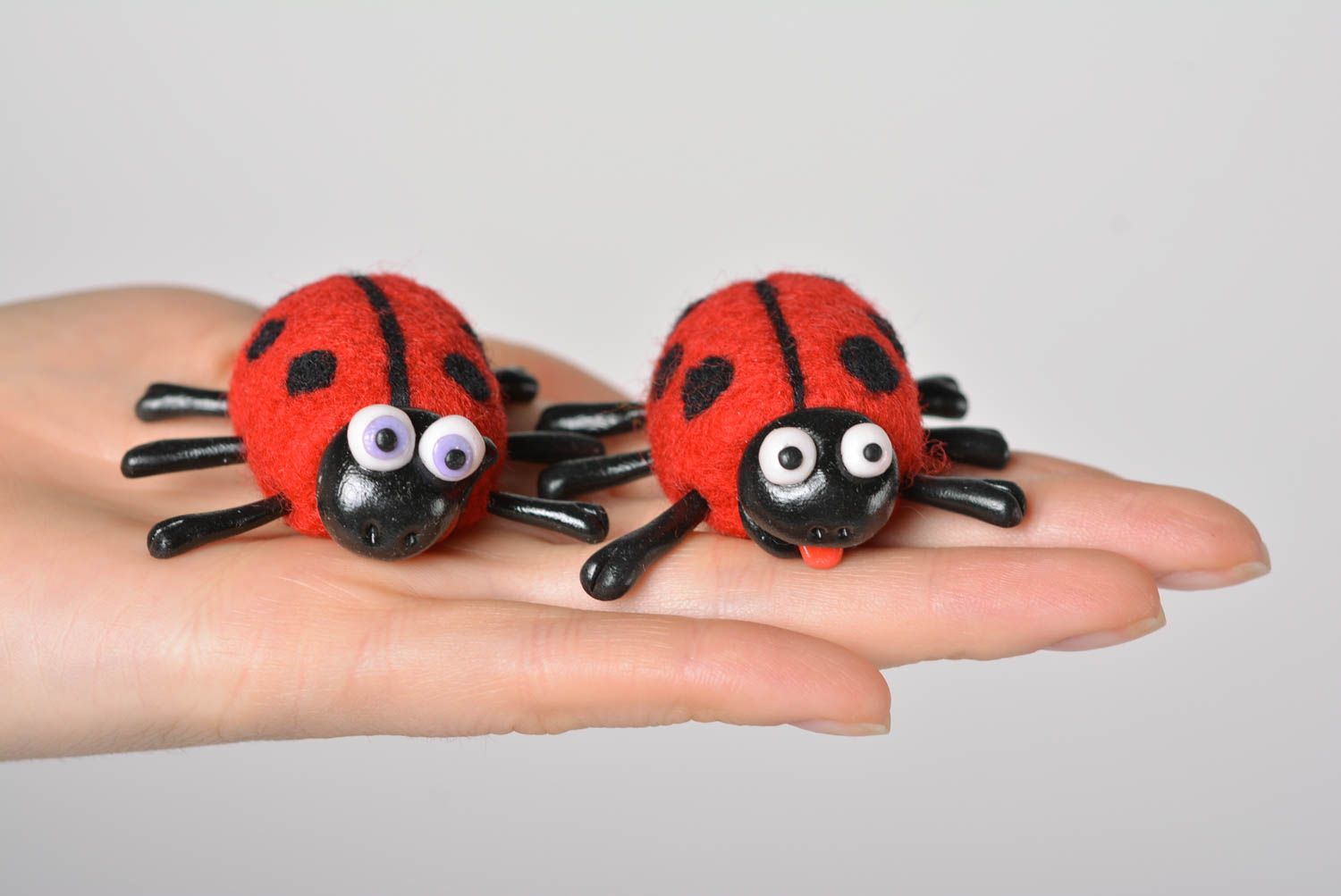 Handmade plastic figurines stylish ladybugs statuette interior toys decor photo 5