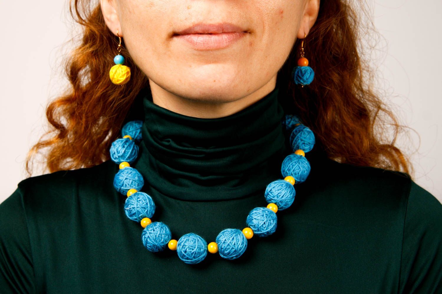 Damen Collier handmade Ohrringe 2 Paar Geschenk für Frauen blau foto 1