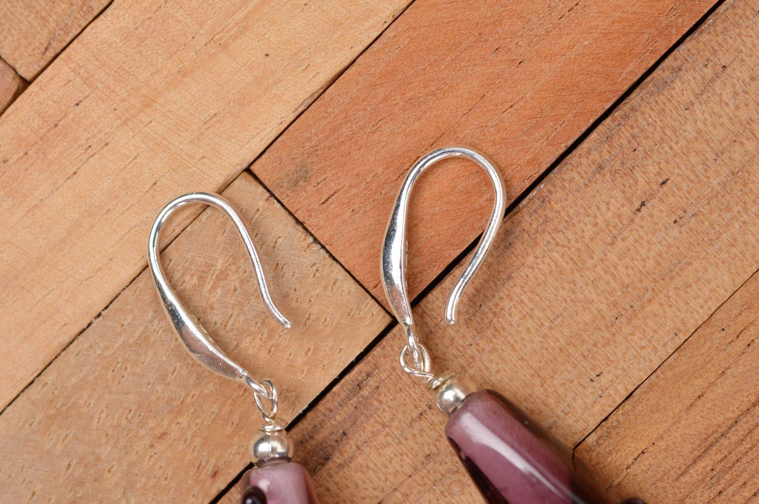 Lampwork designer earrings handmade glass earrings with beads glass accessories photo 4