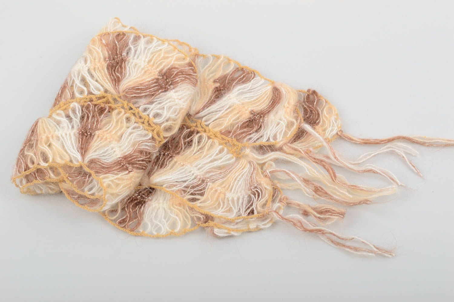 Bufanda original de tono pastel hecha a mano ropa de mujer accesorio de moda  foto 3